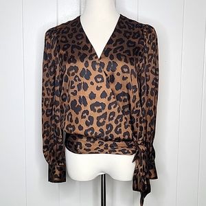 Banana Republic Brown Leopard Print Wrap Top